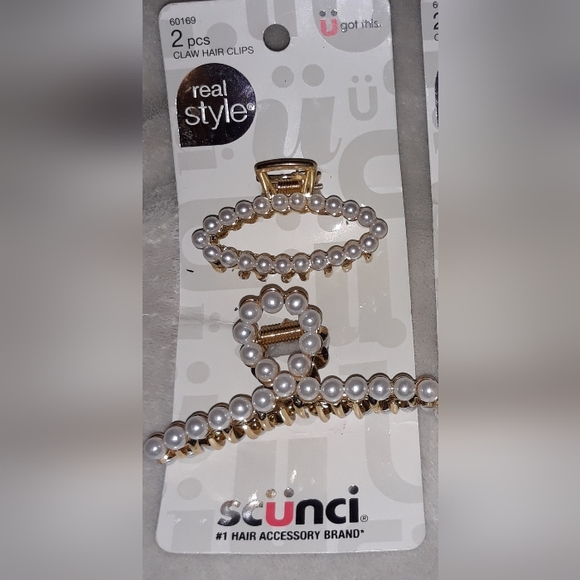 Scunci Pearl Claw Clips 2 Piece Set Nwt - Picture 1 of 3